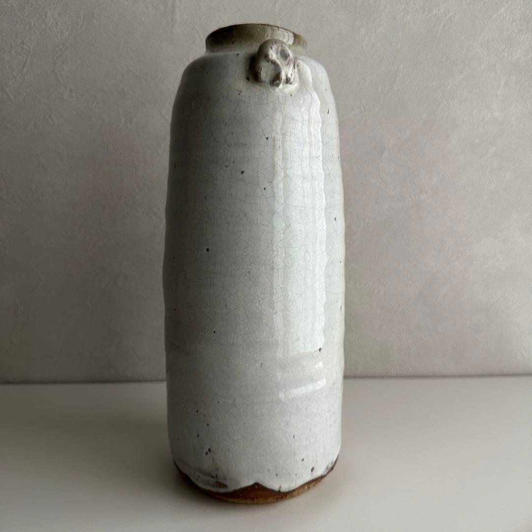 岡田裕 萩 窯変 耳付き 花器 花入 共箱