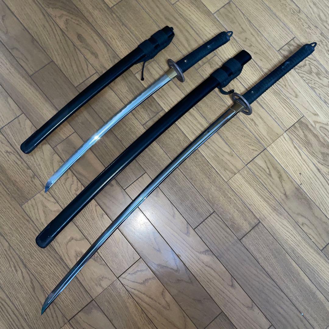 ユ*ン様 武蔵拵 模造刀 大小セット 二十四代藤原兼房作 刀袋・台座付