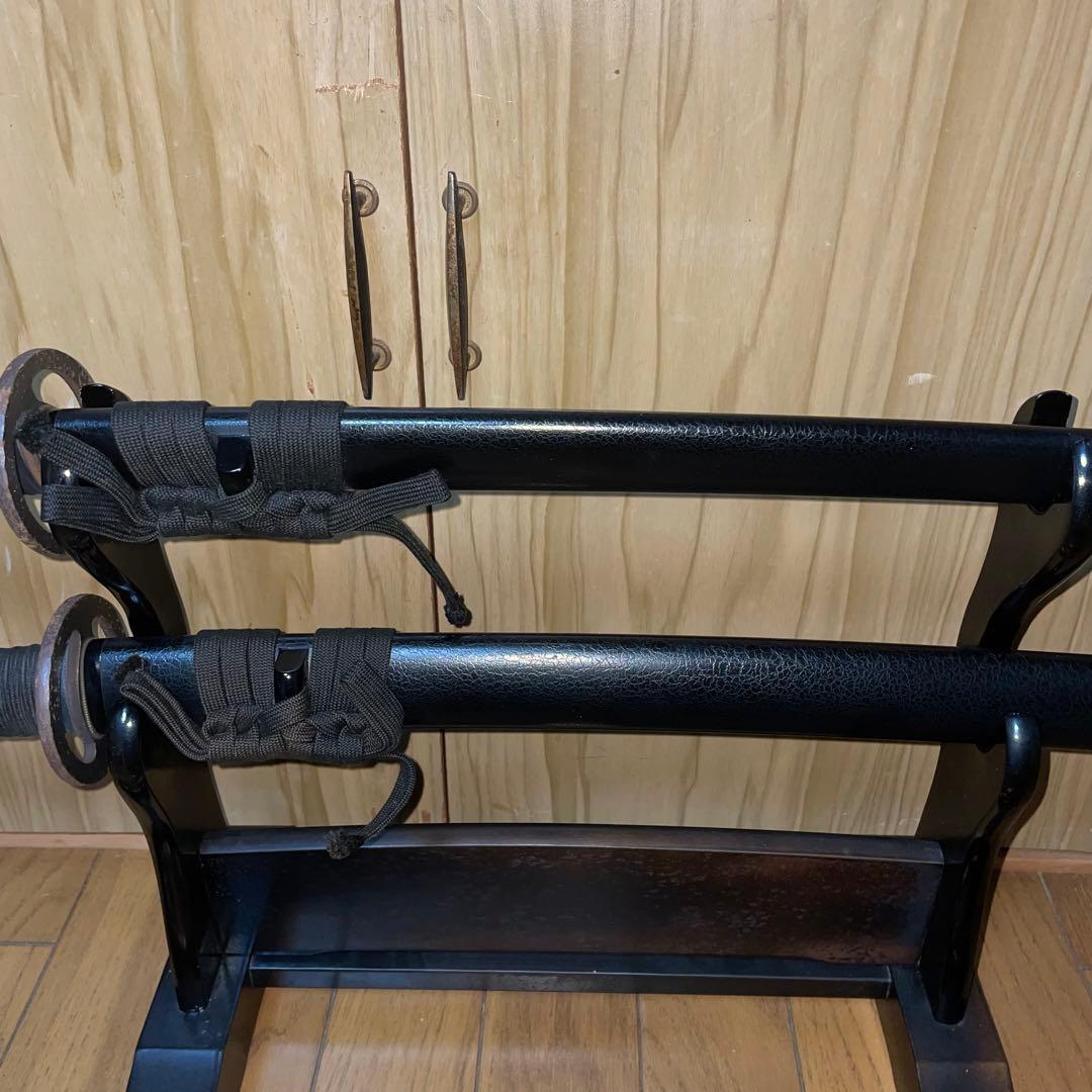 ユ*ン様 武蔵拵 模造刀 大小セット 二十四代藤原兼房作 刀袋・台座付