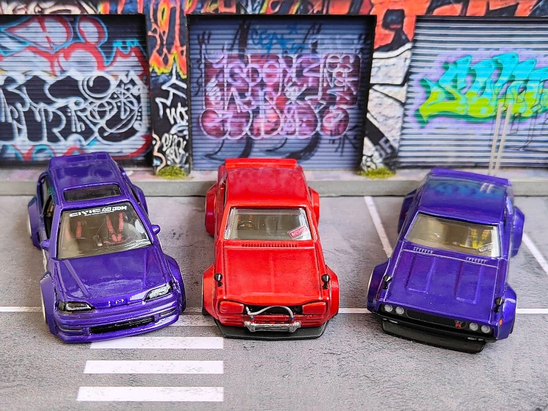 ホットウィールカスタム GTR ハコスカ 赤 オーバーフェンダー☆トミカ改造