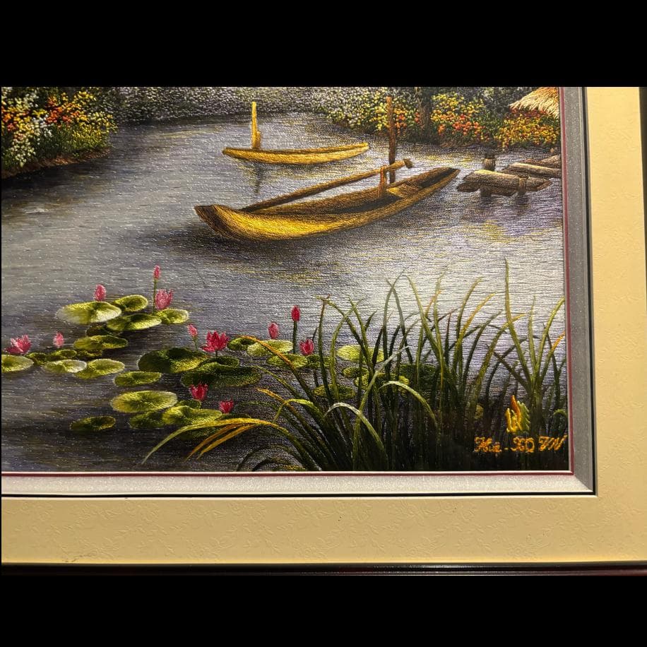 XQ Vietnam 高級シルク刺繍アート 麻生太郎氏 安倍晋三氏購入の特別品