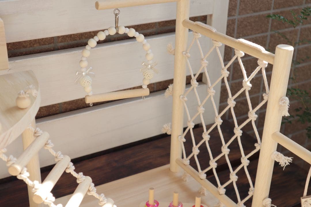 ことりのおおきなあそびば　ミラー付き　文鳥　インコ　バードアスレチック　ブランコ