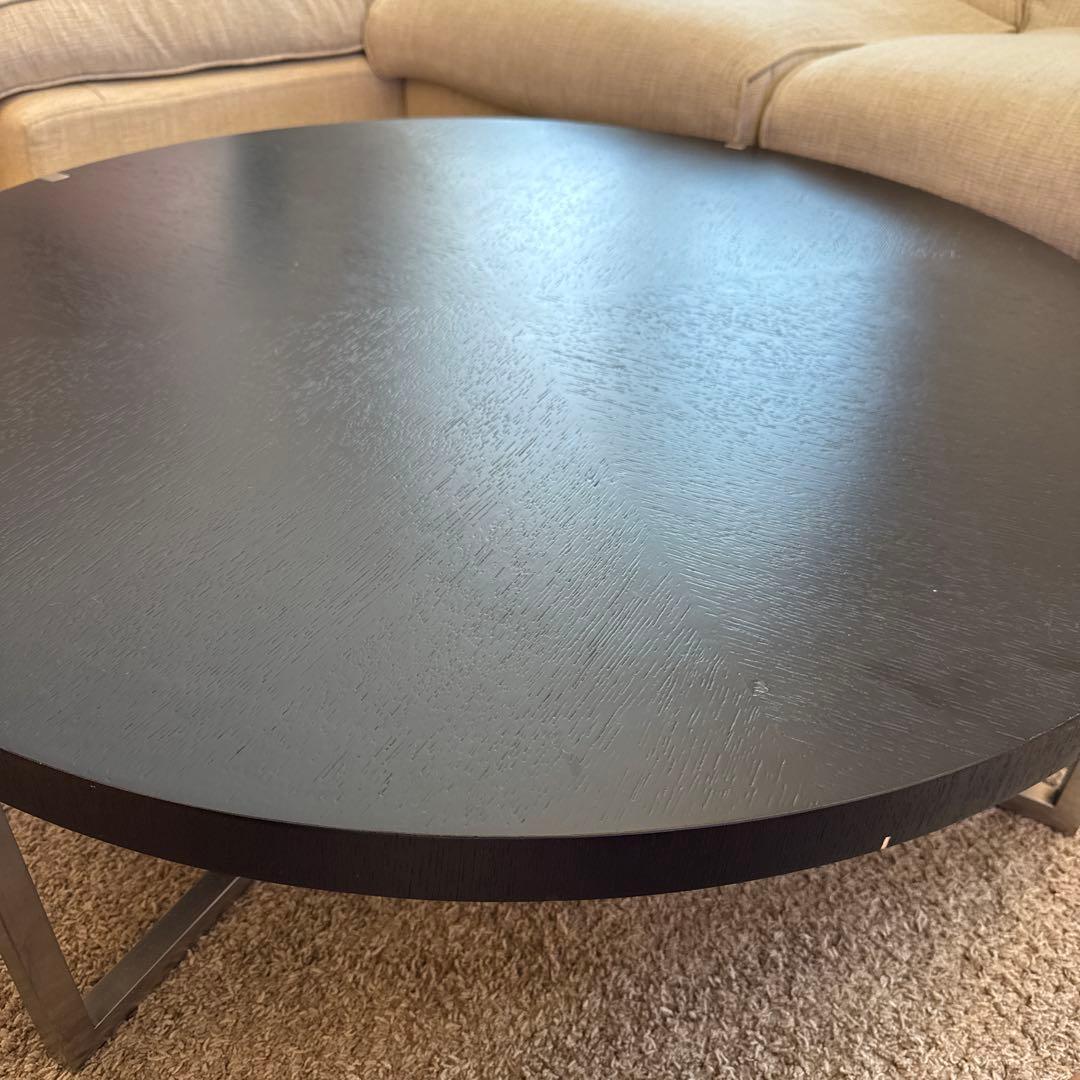 円形黒木製テーブル 金属脚付き　アクタス　ACTUS ローテーブル　MAXXA