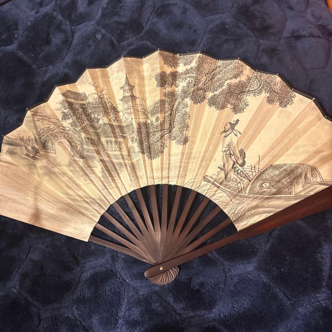 【超貴重品】漢詩入り 風景画と書道の扇子