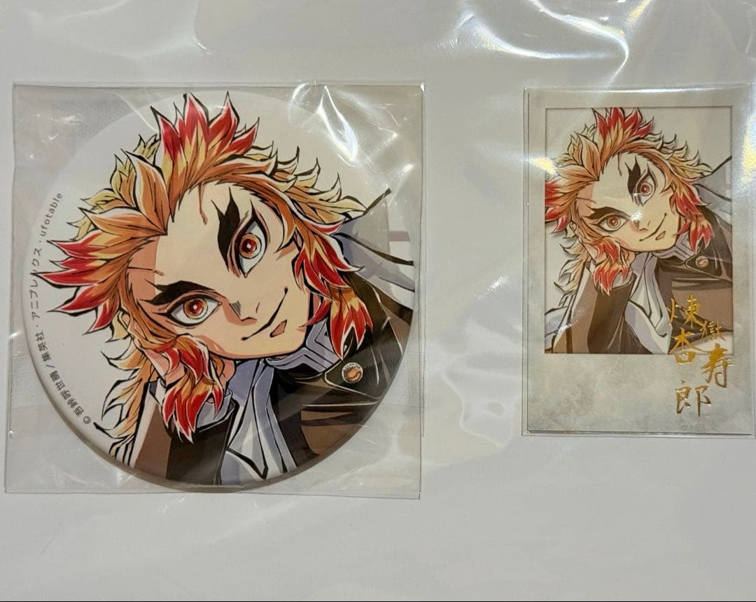 鬼滅の刃　C104 寝そべり　煉獄杏寿郎　100mm缶バッジ＆チェキ風ブロマイド