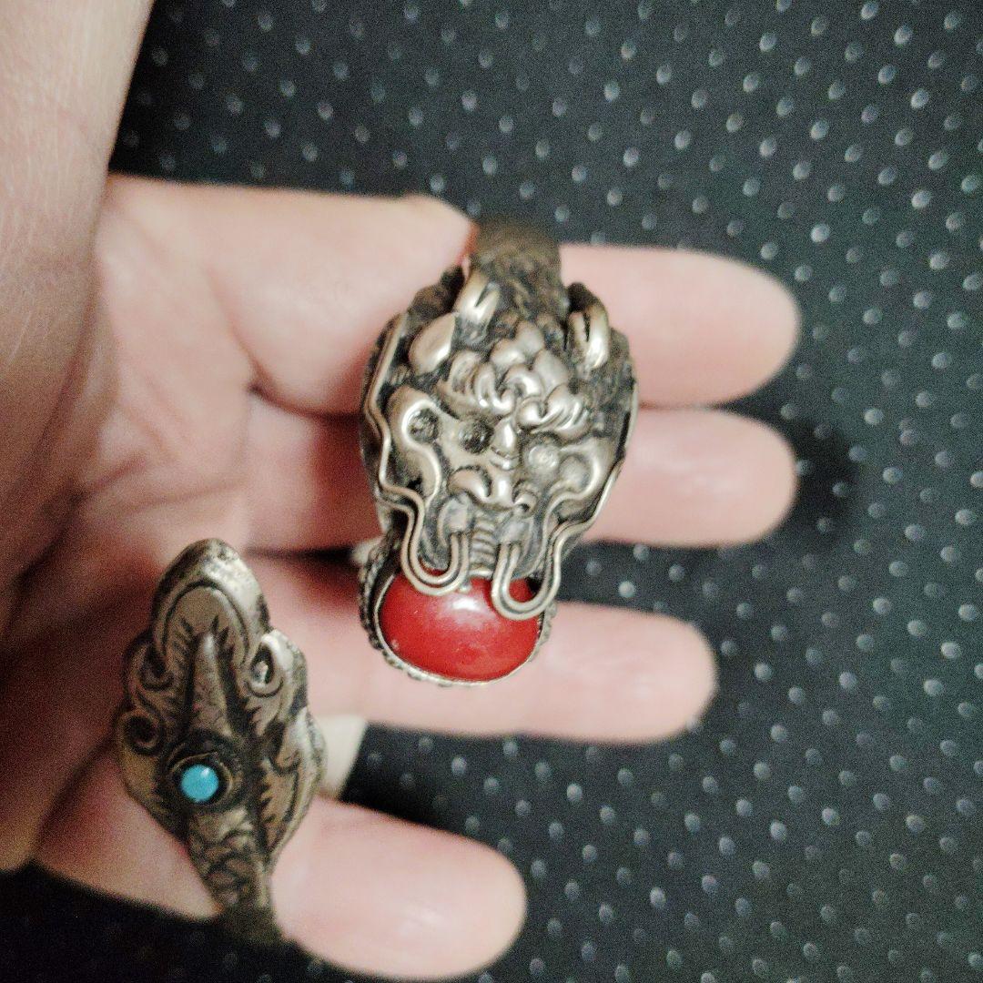 ドラゴンデザイン バングル シルバー風