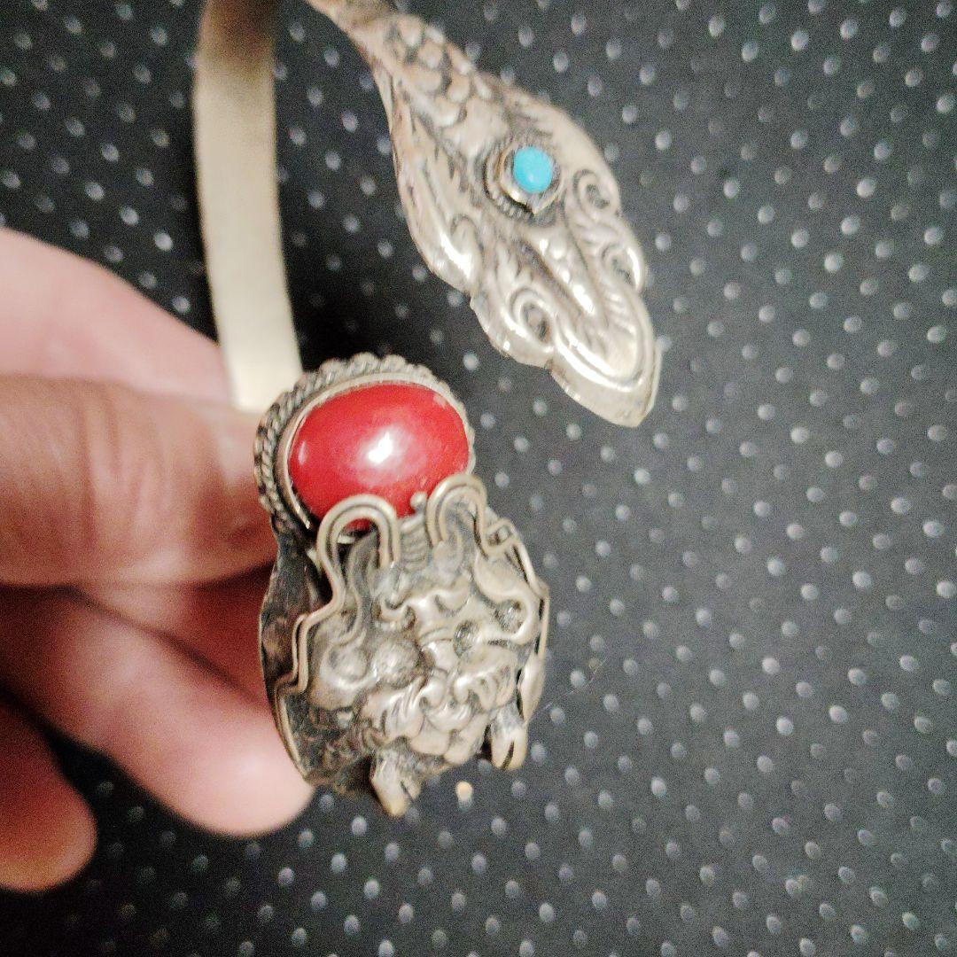 ドラゴンデザイン バングル シルバー風