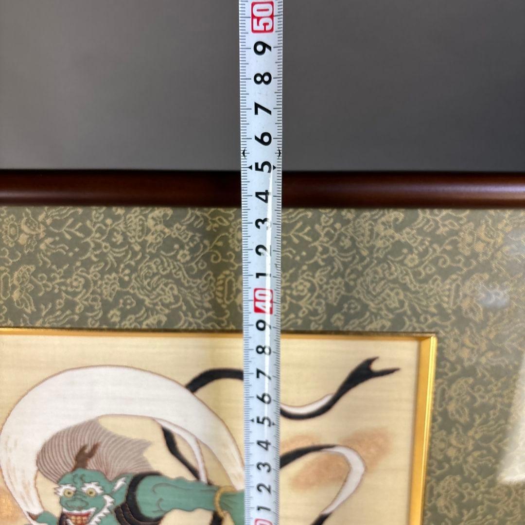 織物　風神雷神図　額装