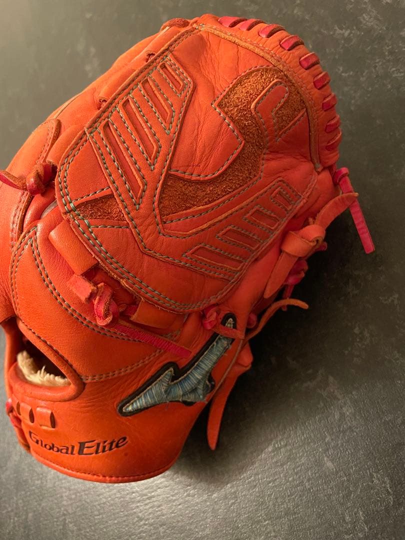 菅野モデルミズノ少年軟式用グラブ M スプレンディッドオレンジ 右投げ用