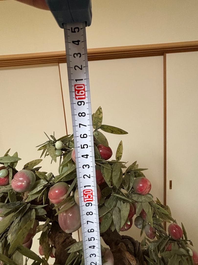 【引取限定】高さ159cm 中国美術　縁起物　福禄寿　ガラス細工木製台座です。