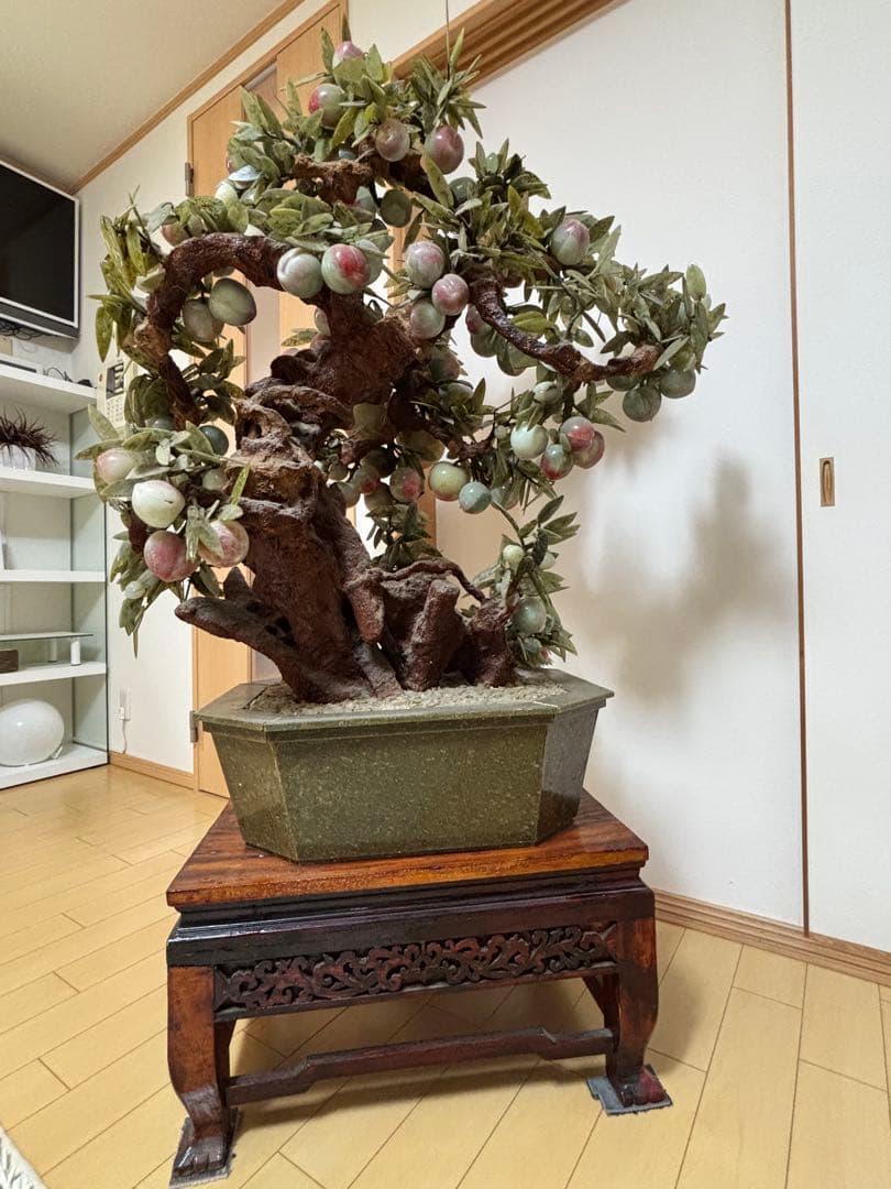 【引取限定】高さ159cm 中国美術　縁起物　福禄寿　ガラス細工木製台座です。