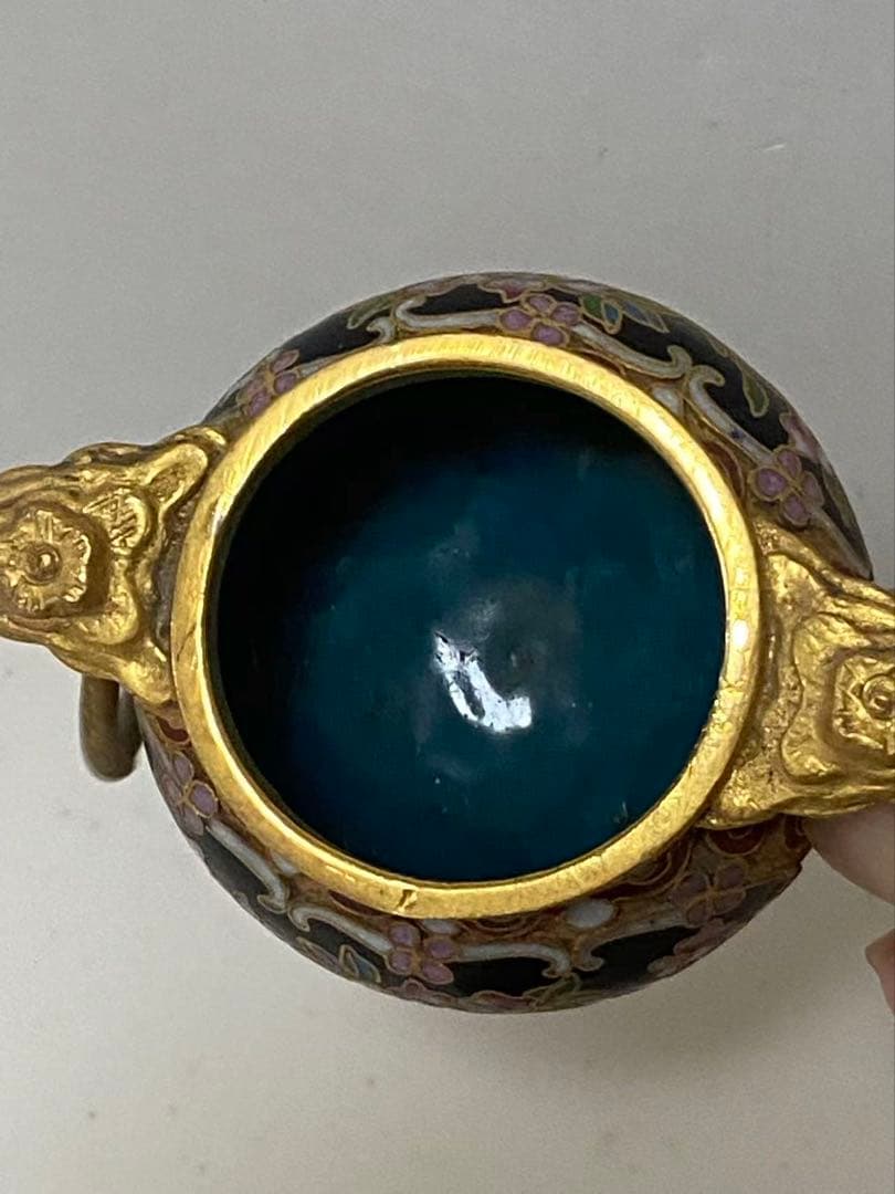 中国美術 七宝焼三足香爐 銅製 年代物