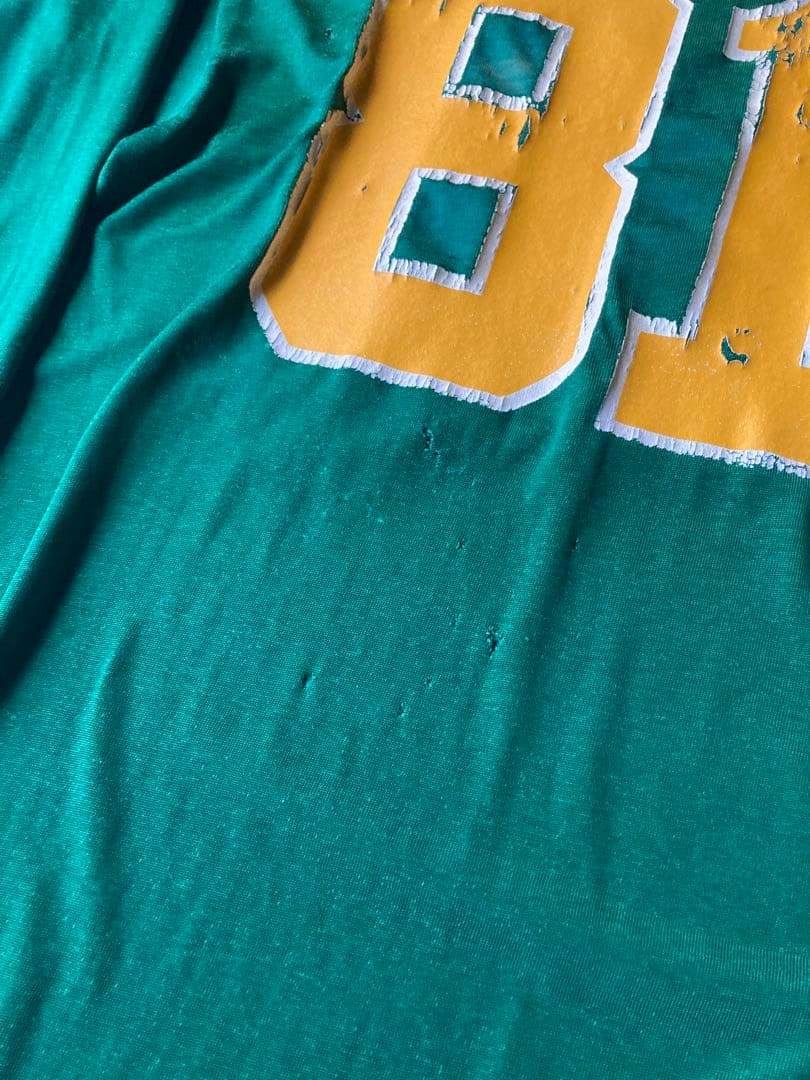 80s champion フットボールTシャツ L 緑 ボロ USA製