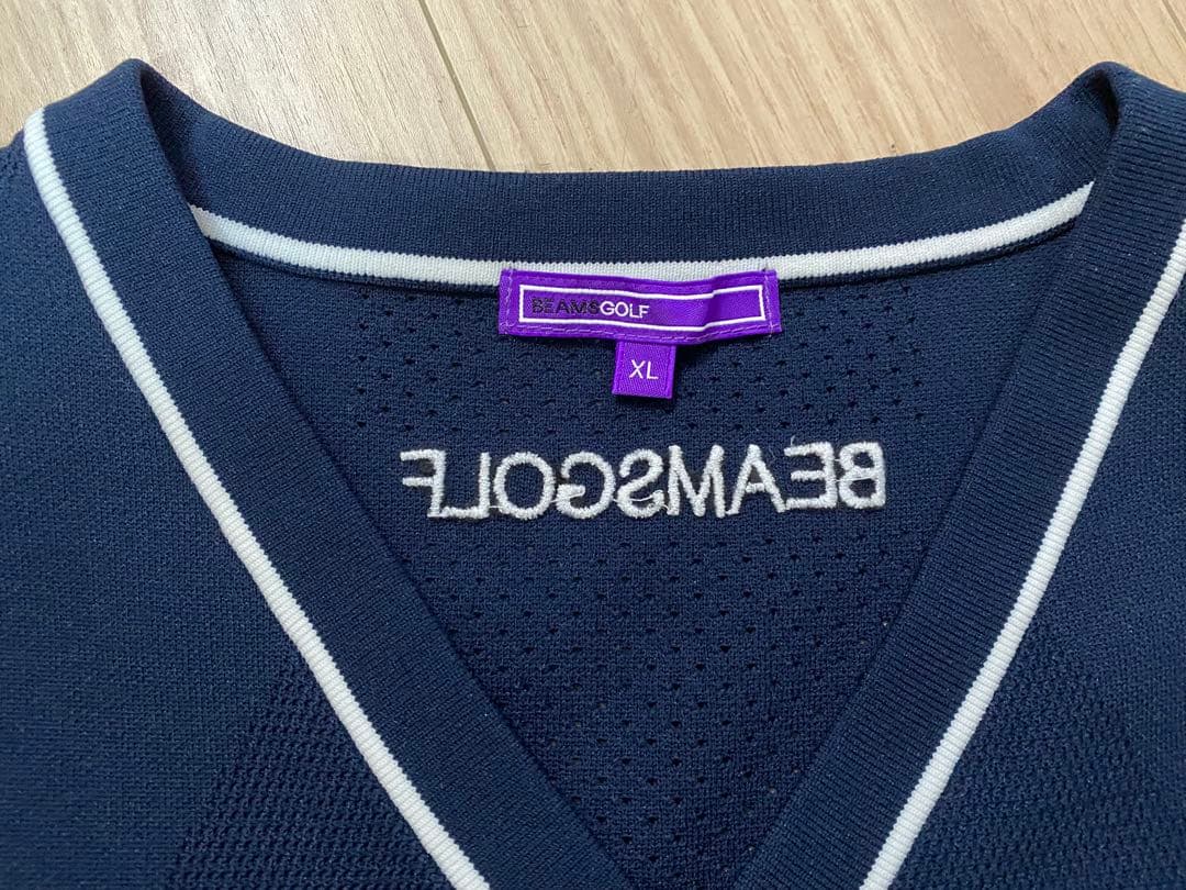 BEAMS GOLF ネイビー Vネック ベスト XL