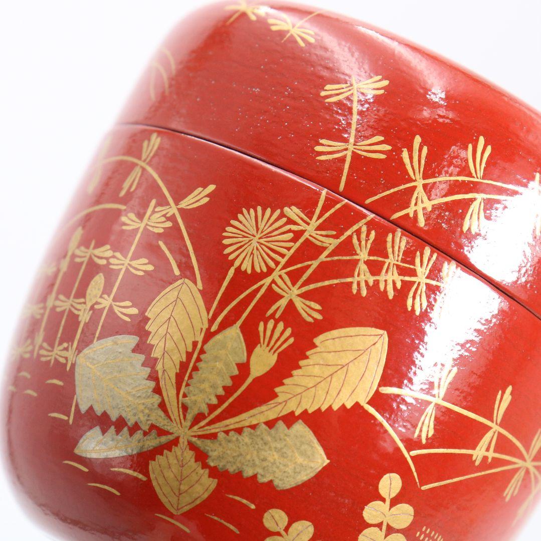 塗師 大端宗閑作 鵬雲斎好 春草蒔絵 一閑 大棗 茶道具 共箱　V935　T1