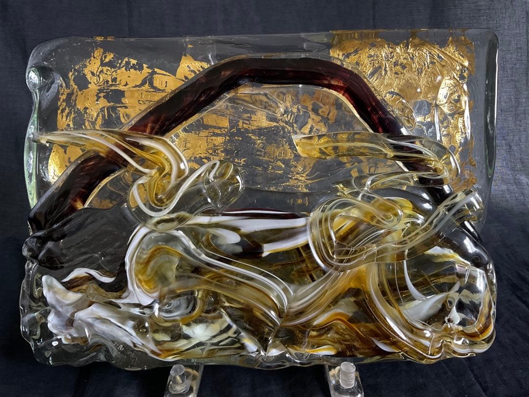 ルーク　藤田喬平　ガラス・レリーフ「富士山」(サイン)/オブジェ