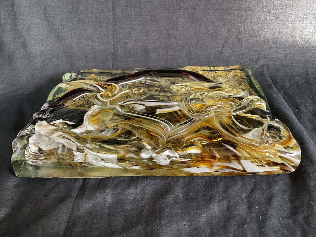 ルーク　藤田喬平　ガラス・レリーフ「富士山」(サイン)/オブジェ