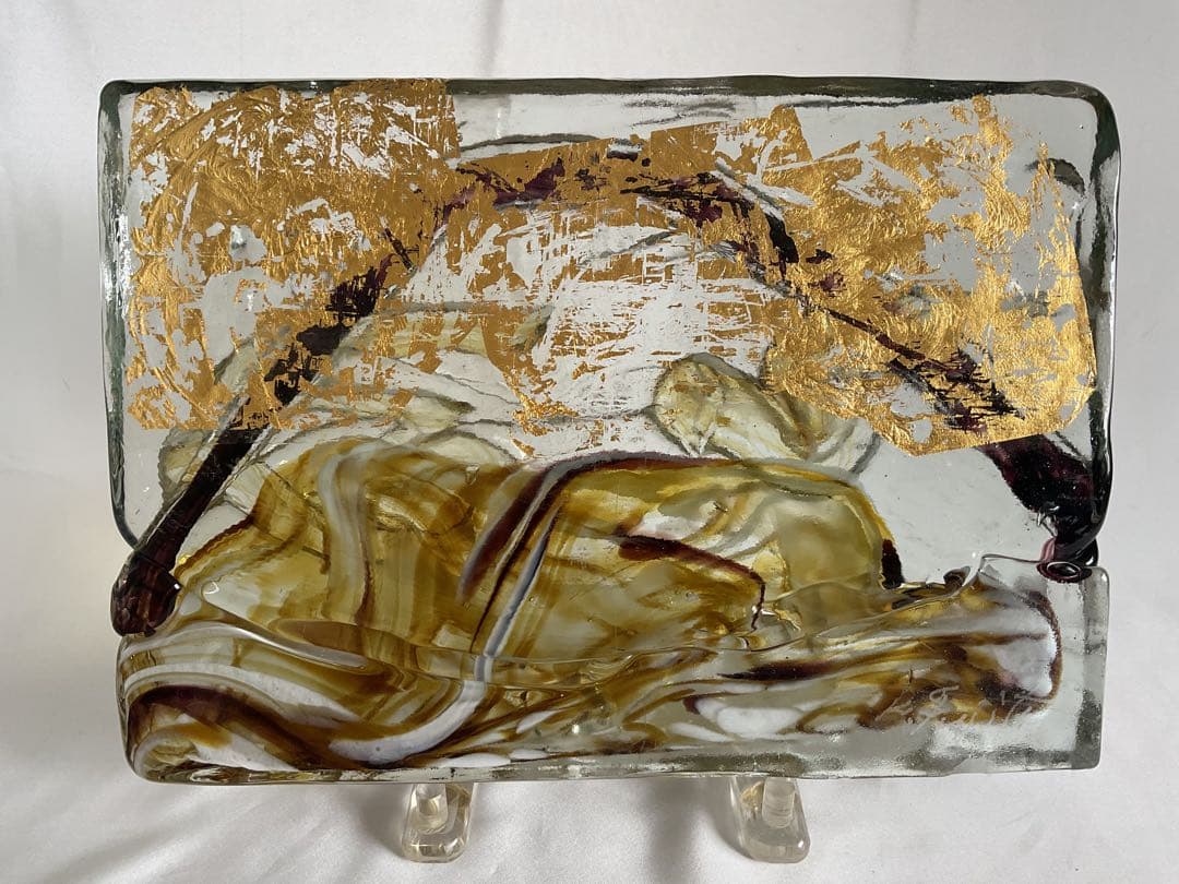 ルーク　藤田喬平　ガラス・レリーフ「富士山」(サイン)/オブジェ