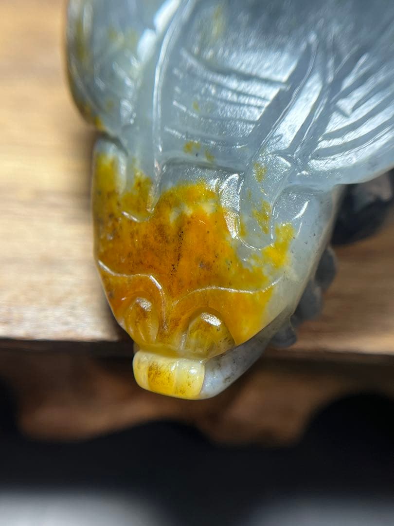 本物和田玉★子料★青花黄皮！招財モチーフ龍亀証明書付き04新疆和田玉