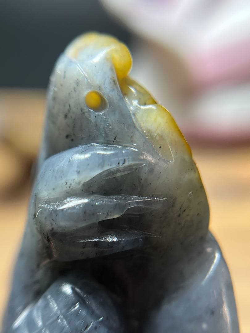 本物和田玉★子料★青花黄皮！招財モチーフ龍亀証明書付き04新疆和田玉