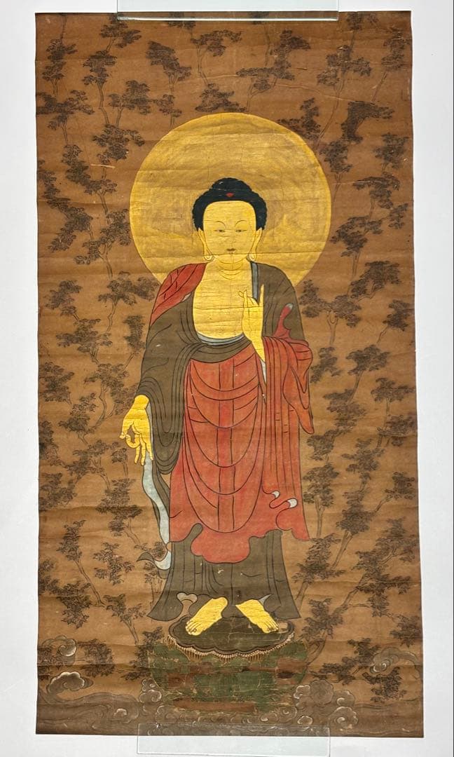 「阿弥陀如来像」阿弥陀仏 彩色木版画 1枚|仏画 仏教美術 江戸時代 木版刷り