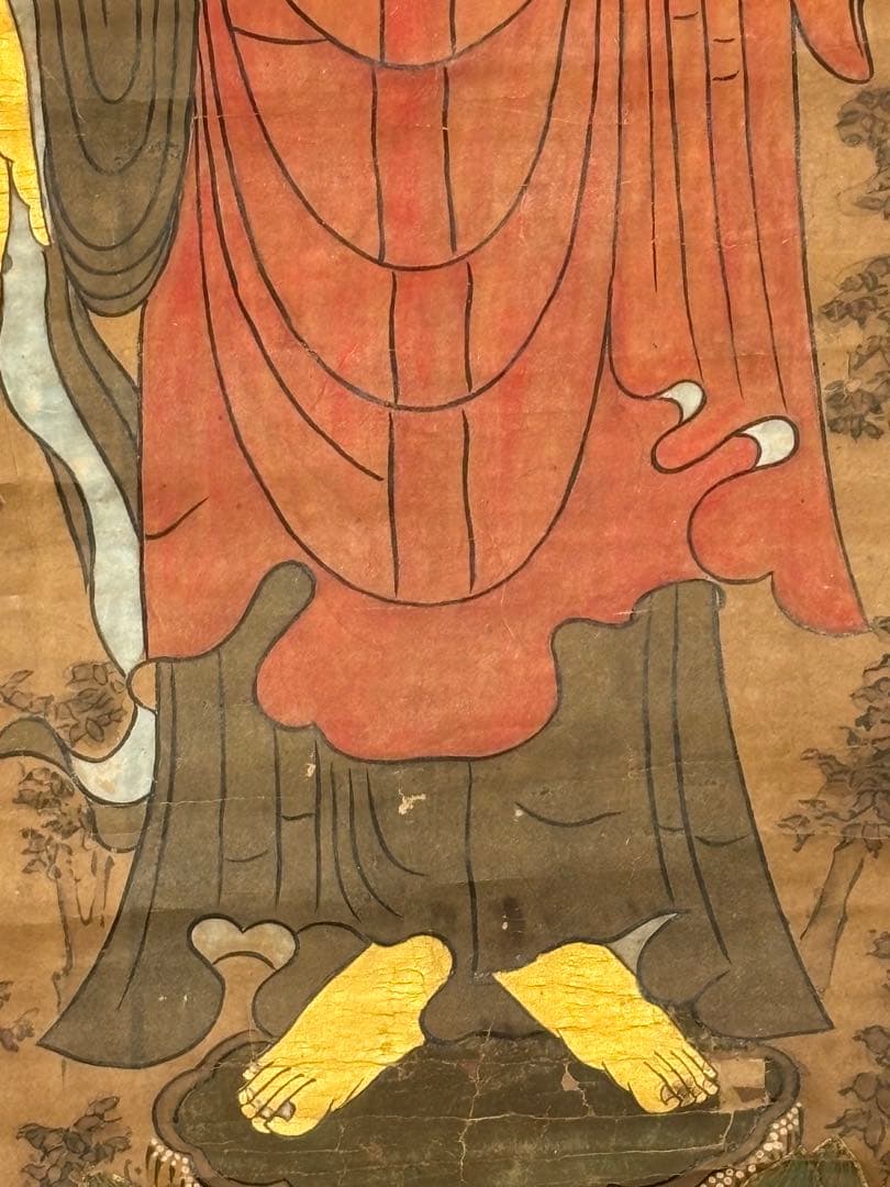 「阿弥陀如来像」阿弥陀仏 彩色木版画 1枚|仏画 仏教美術 江戸時代 木版刷り