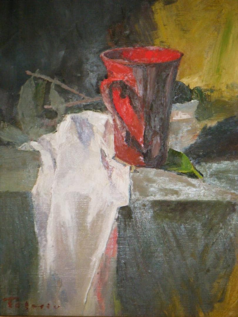 【真作】絵画　作者不詳　サイン有　油彩4号　静物画　逸品　S92