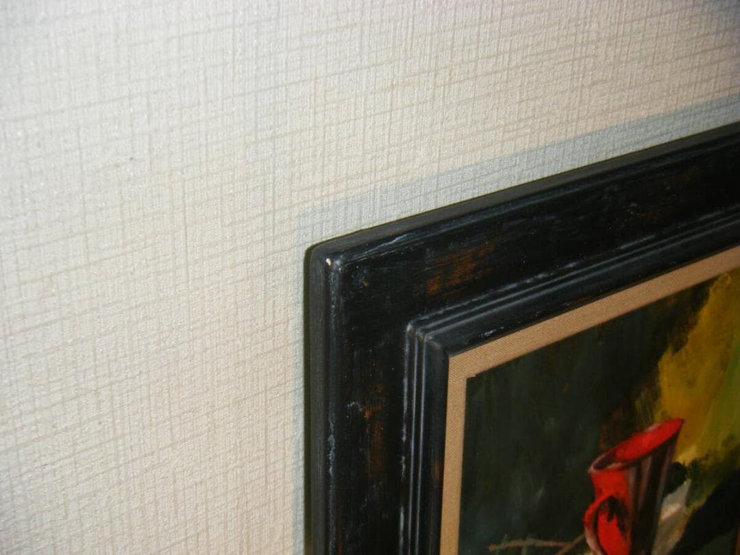 【真作】絵画　作者不詳　サイン有　油彩4号　静物画　逸品　S92