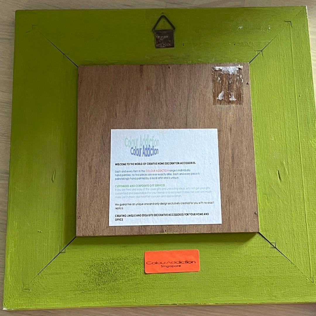 エナメル画　木地の額縁に着色