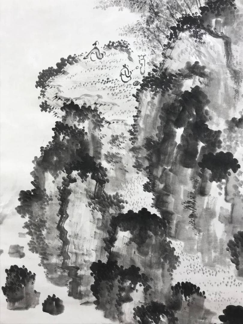 真作/藤本木田/高士観瀑図/山水図/滝山水図/煎茶図/名家伝来/AD-989