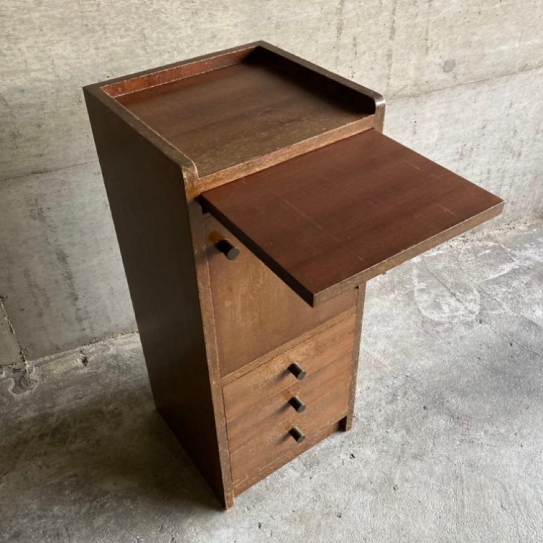 サイドテーブル キャビネット チェスト ラック 電話台 棚 木製 昭和 レトロ