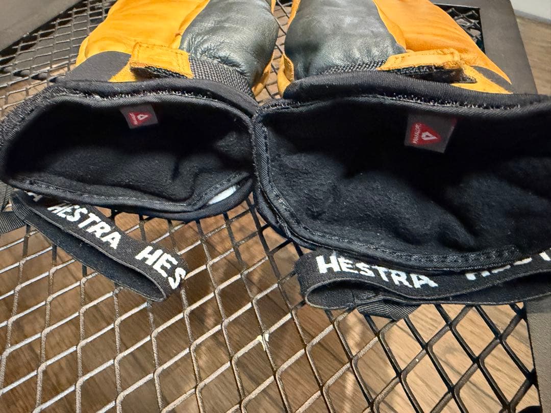 Hestra レザー 3フィンガーグローブ 黒/オレンジ　サイズ8