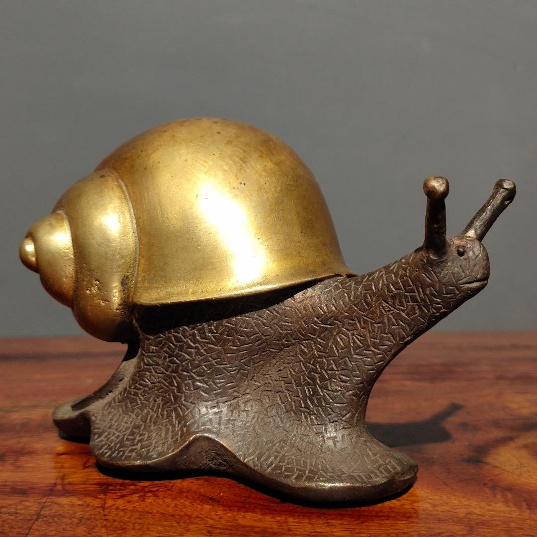 銅製 文房置物　蜗牛（カタツムリ）銅製　筆置き
