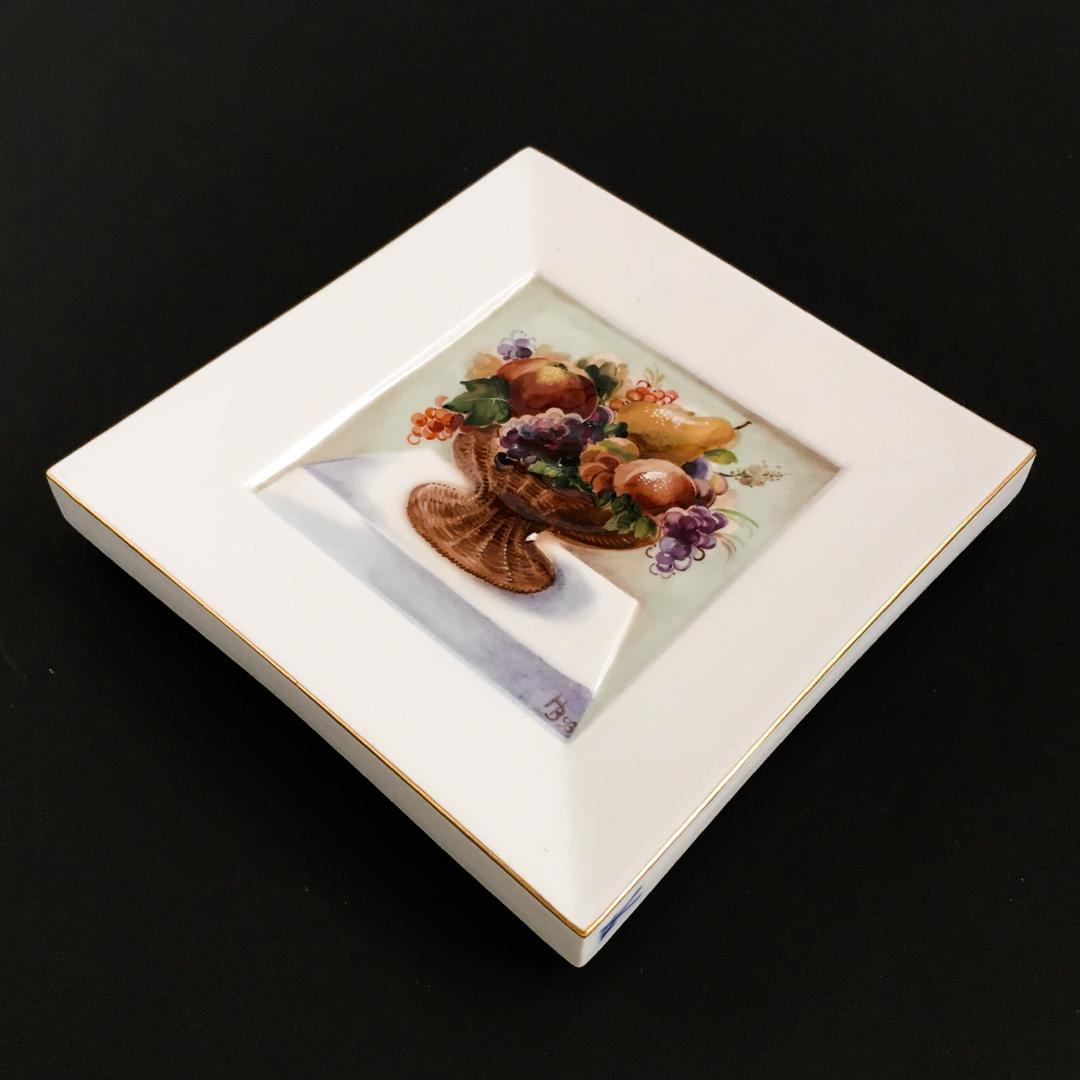 マイセン 「卓上の果物」H・ブレチュナイダー  陶板画 14.5センチ