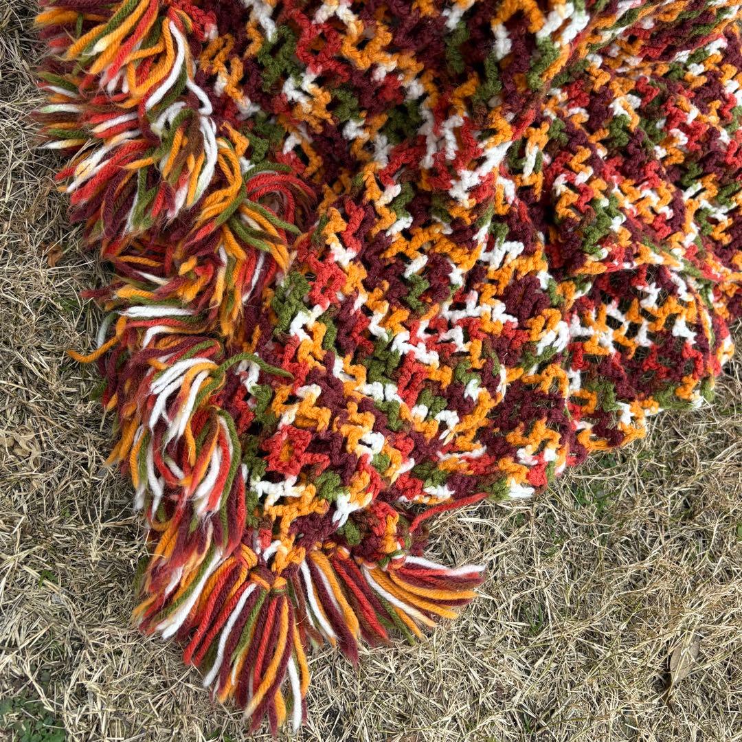 【USA vintage】グラニーブランケット レトロカラー アメリカビンテージ