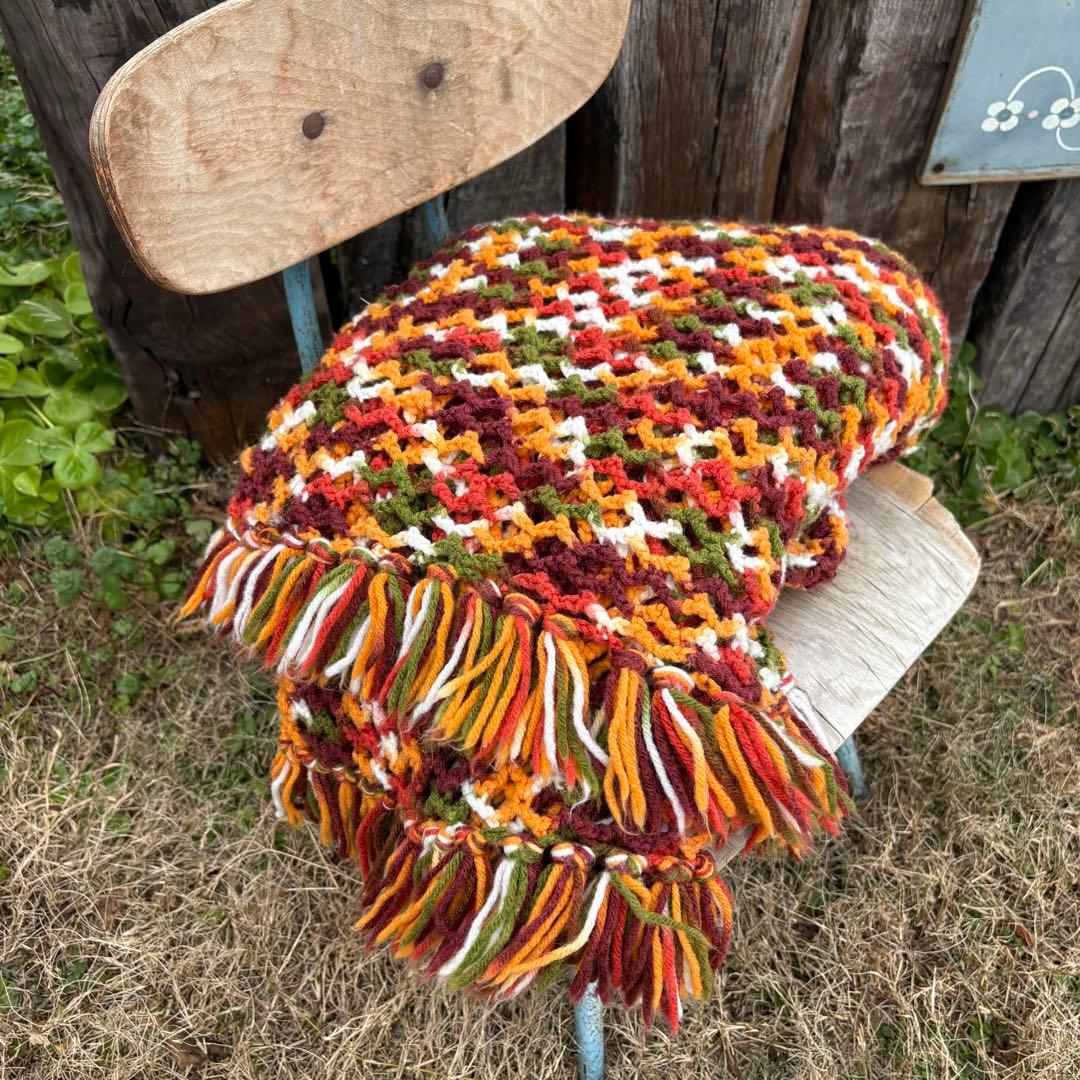 【USA vintage】グラニーブランケット レトロカラー アメリカビンテージ