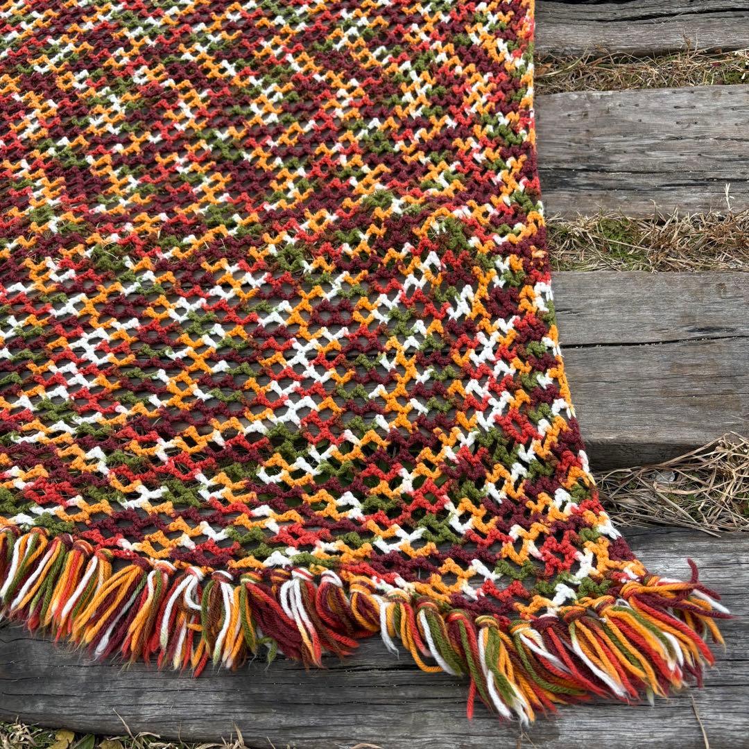 【USA vintage】グラニーブランケット レトロカラー アメリカビンテージ