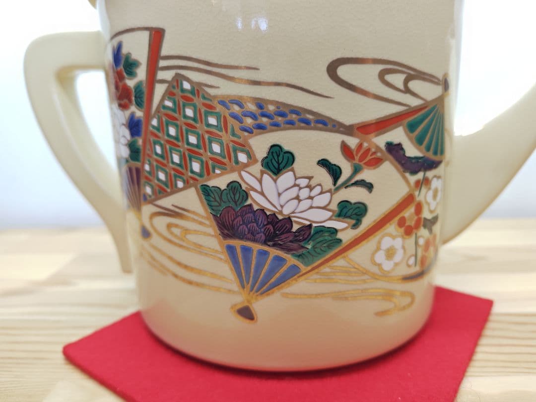 送料込【逢絢亭・新品】茶道具 水屋道具 片口水注 京焼 扇面流水 紙箱入り