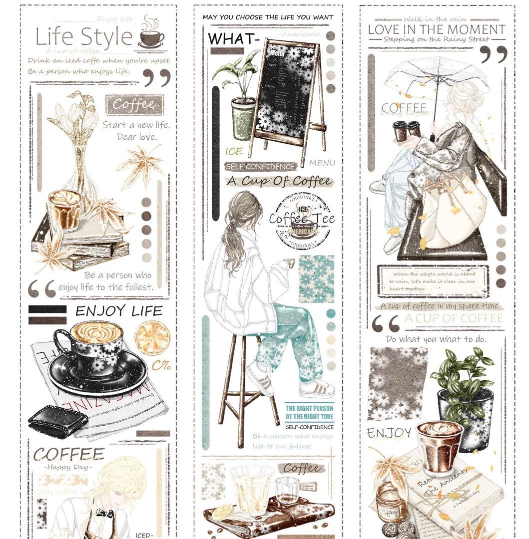 霖蓝汐原创手账《咖啡生活》海外マスキングテープ　マステ 【2242】