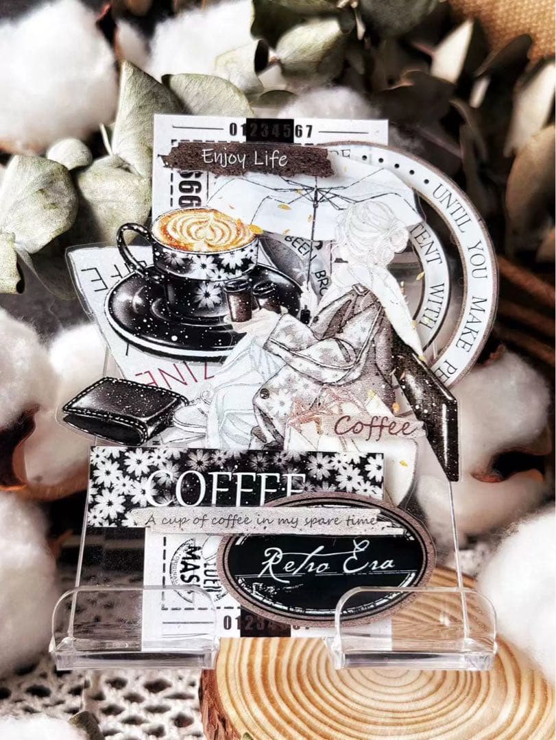 霖蓝汐原创手账《咖啡生活》海外マスキングテープ　マステ 【2242】