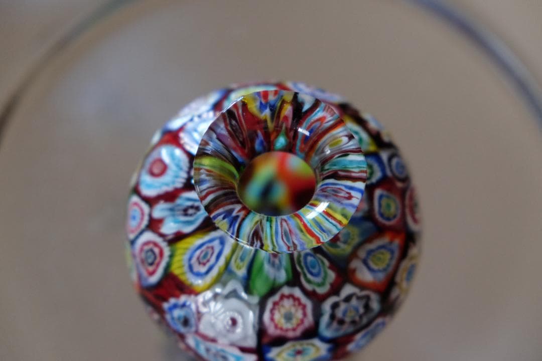 ベネチアンガラス ミルフィオリ ガラス 花瓶 ムラノ プレート フラワーベース