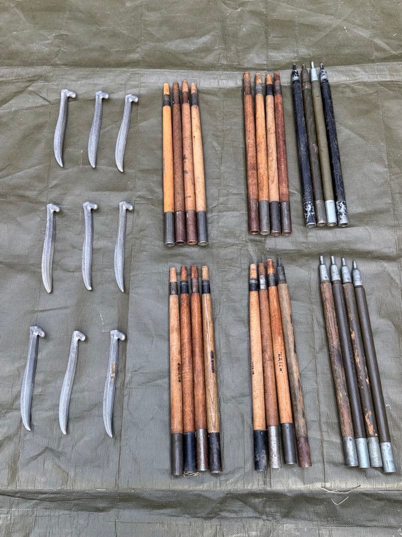 希少！ヴィンテージ　ノルウェー軍幕　8枚　ポール　アルミペグ付き