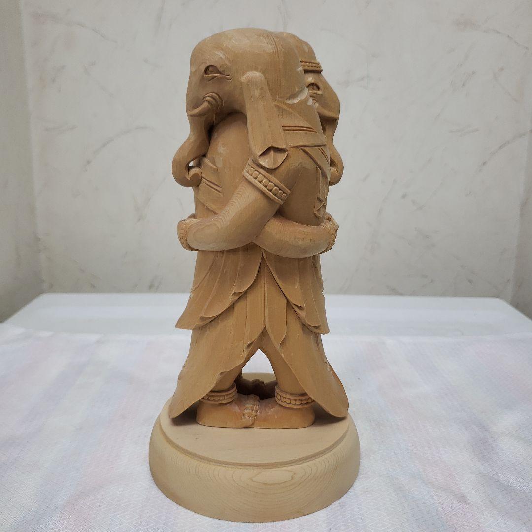 Ｂフライデー蔵出し特価ヒバ材 歓喜天 約21cm◆大聖歓喜天 象鼻天 ガネーシャ