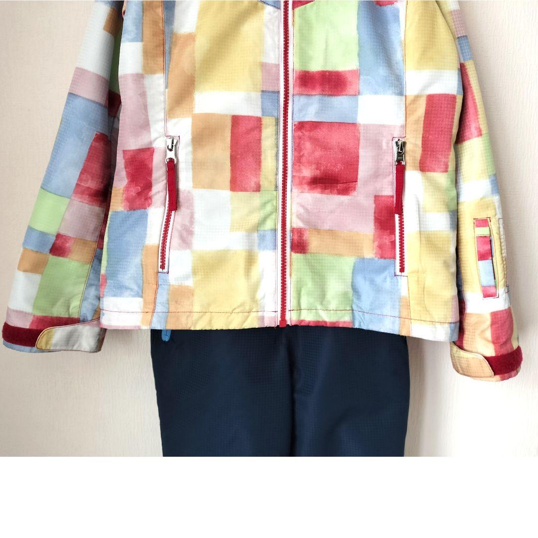 美品Phenix スキーウェア 女の子140 130 パステルチェック×紺 上下