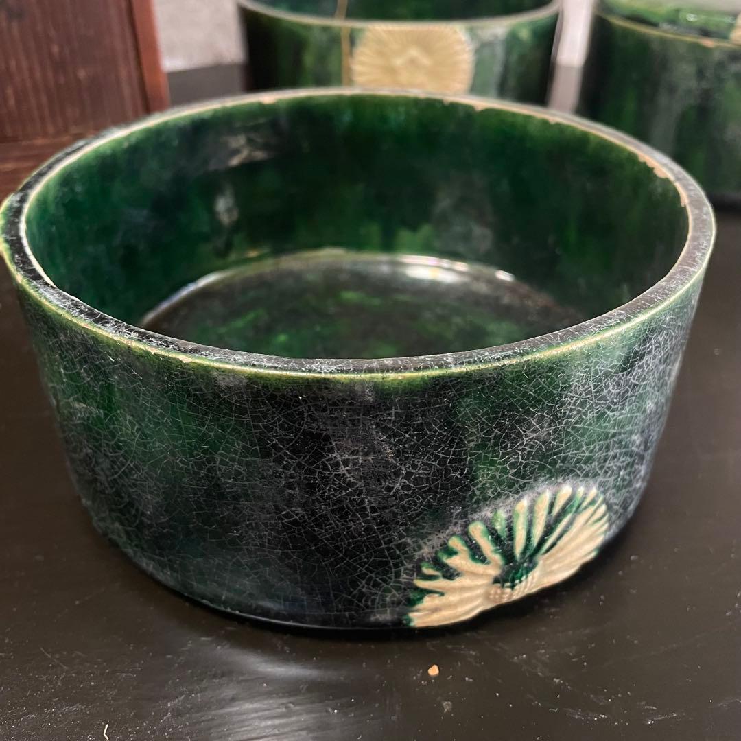 陶器　三段重　アンティーク　骨董品　貫入　金継ぎ　焼物　蓋物