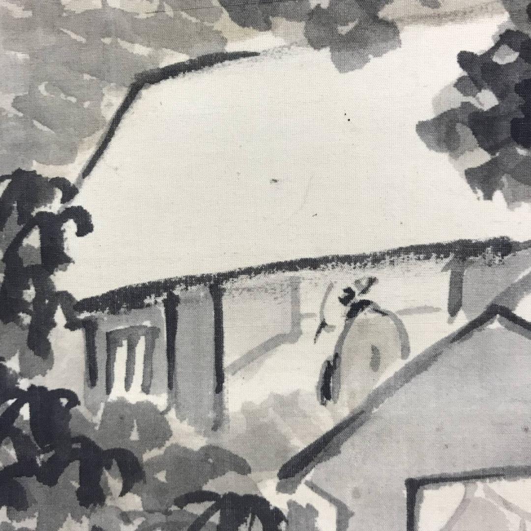 真作/三好藍石/米法山水画賛/山水図/掛軸☆宝船☆AE-405