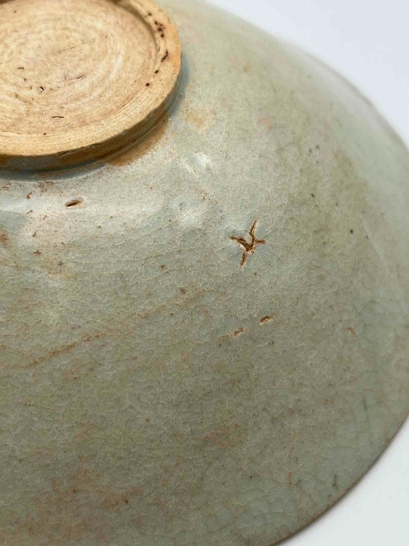 北宋時代　青白磁刻花卉文輪花盤 皿 華道　唐物　古賞物　時代物(F-114)