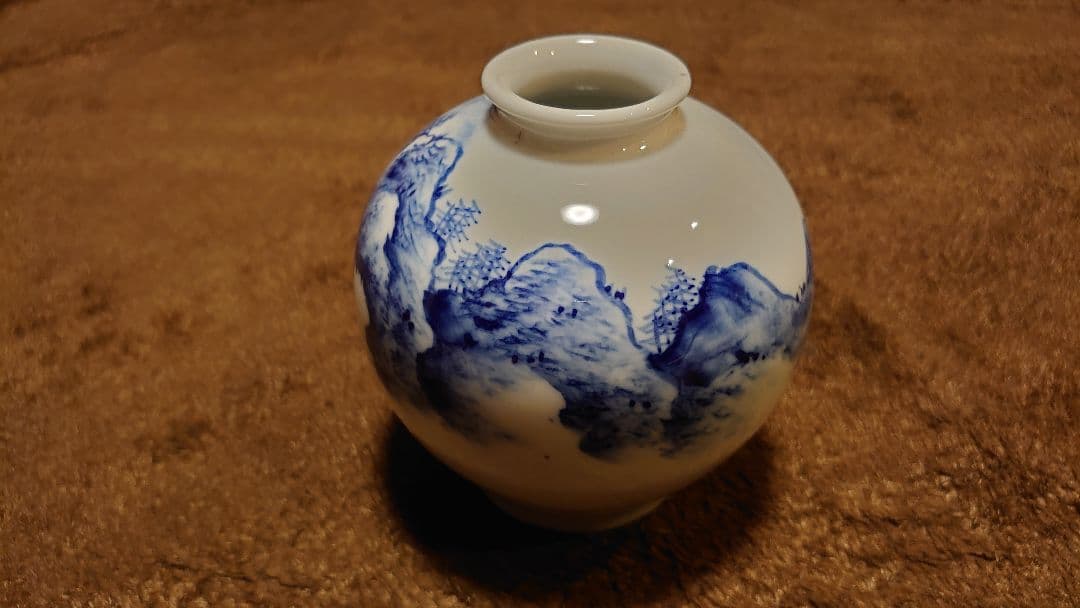 李朝　古染付　染付　古伊万里　伊万里　小壺　山水　１客
