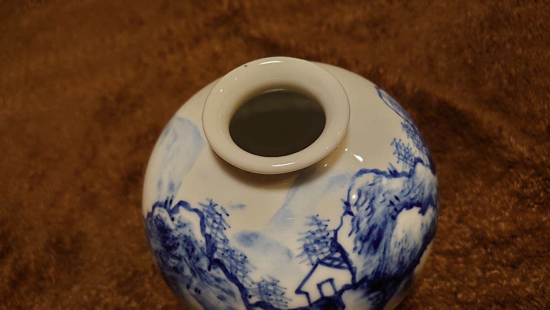 李朝　古染付　染付　古伊万里　伊万里　小壺　山水　１客