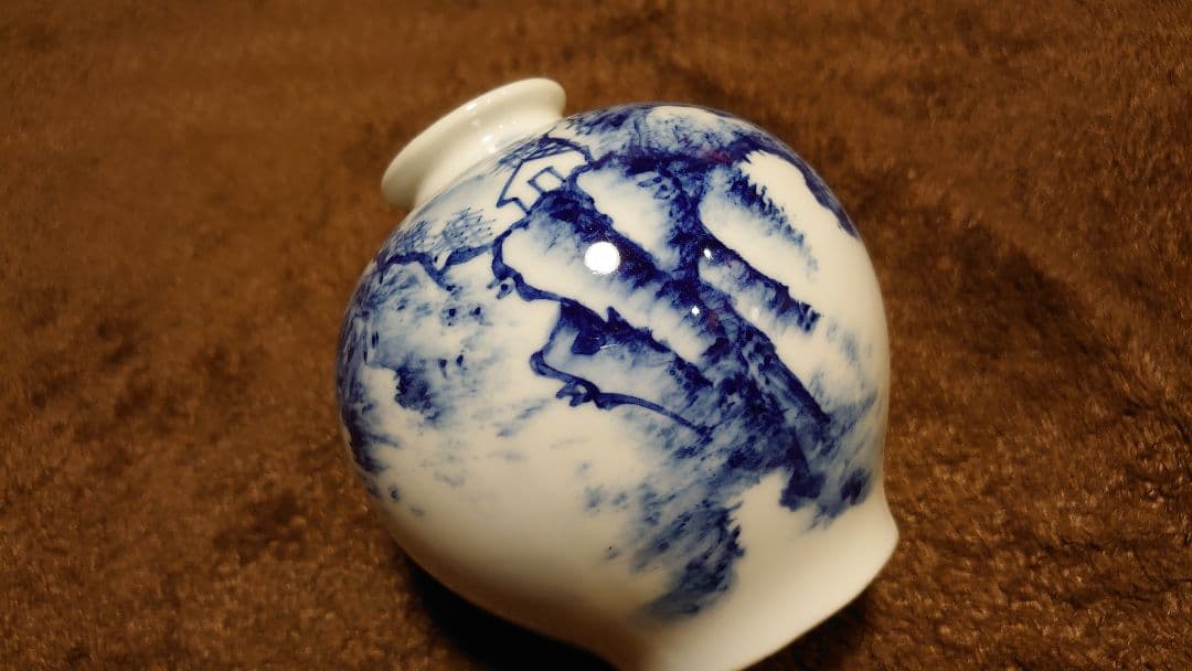 李朝　古染付　染付　古伊万里　伊万里　小壺　山水　１客